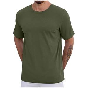T-shirt décontracté pour homme, coupe classique, col en V, manches courtes, tricoté, 100% coton, respirant, séchage rapide, style hip-hop, tendance été - Product Image 5