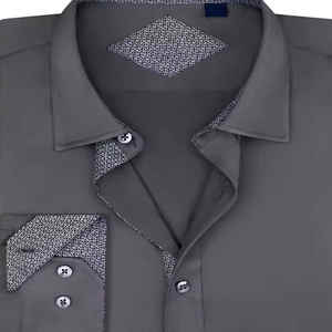 Camisa de vestir sólida de Otoño de franela para hombre con botones estampados de manga larga de secado rápido transpirable - Product Image 6