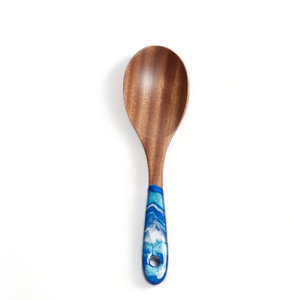 Cuchara de madera y resina, juego de servidores de ensalada de madera hechos a mano, manijas de Arte de resina directamente India, cuchara hecha a mano de la mejor calidad - Product Image 1