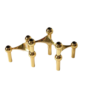 Candelabro dorado moderno, Soporte múltiple de aluminio, hecho a mano, duradero, elegante, decoración del hogar, iluminación para eventos de boda, venta al por mayor - Product Image 1