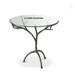 Table basse de centre de table en métal de concepteur pour des meubles de décor de lobby à la maison Table basse de branche d'arbre de fonte d'aluminium avec le dessus en marbre - Product Image 2