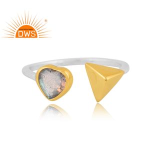 Dernières tendances bague ajustable en argent sterling fin pierre précieuse Labradorite naturelle fabricant de bijoux personnalisés - Product Image 3