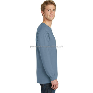 Chemises Henley à manches longues pour hommes, T-shirt décontracté à col rond, hauts boutonnés, en coton, chemise classique basique avec poche et lettres - Product Image 3