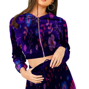 Gran oferta, conjunto de chaqueta con capucha para mujer, chándales de terciopelo de algodón, chándal, Top corto de invierno, bolsillo con cremallera, traje de jogging sólido de 2 piezas - Product Image 2