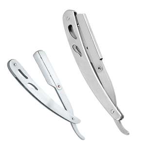 Hot Selling Razor <b>Holder</b> for Shave & Hair Designs Barber Turkish Cut Throat Straight Razor Metal Handle Stainless Steel Razors - Product Image 1