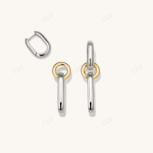 Boucles d'oreilles à maillons en or 14 carats de haute qualité, plaquées or massif, longues, prix de gros, design convertible, cadeau populaire - Product Image 2