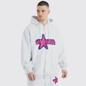 Fabrication de haute qualité poids lourd 100% coton imprimé surdimensionné fermeture éclair complète hommes survêtement 50% coton 50% polyester fermeture éclair - Product Image 1