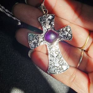 Oxidized Amethyst <b>Silver</b> <b>Pendant</b> Unique <b>Silver</b> <b>Pendant</b> - Product Image 1