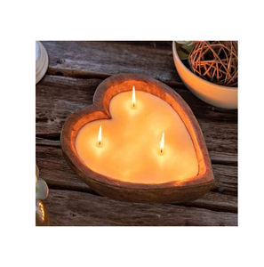 Portavelas de masa de madera redondo hecho a mano perfecto para boda artículo decorativo portavelas de masa de madera cuenco - Product Image 5