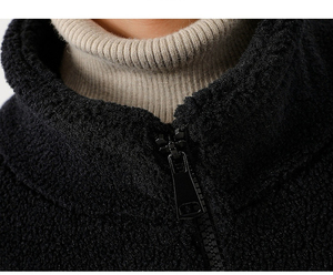 Veste Sherpa brodée sur mesure de haute qualité avec fermeture éclair pour hommes, veste polaire à la mode brodée de couleur unie personnalisée - Product Image 4