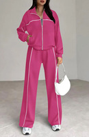 Haute demande rose vif surdimensionné ensemble de survêtement 2 pièces pour femmes sweat à capuche et pantalon de survêtement pleine longueur ensemble de survêtement 2 pièces pour femmes