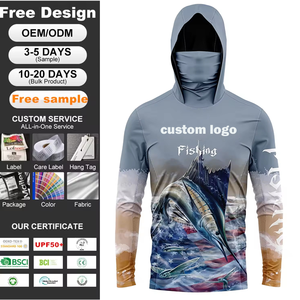 Wholesale Quick-Dry Long Sleeve <strong>Fishing</strong> Shirt Sublimation Marlin Fish Jersey Upf 50+ UV Protection <strong>Fishing</strong> Hoodie With <strong>Face</strong> <strong>Mask</strong> - Product Image 1
