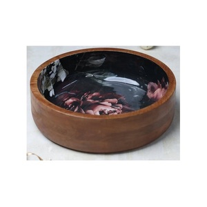 Mesa de madera natural de buena calidad para servir comida y decoración del hogar, utensilios de cocina decorativos y para fiestas, bodas, cuencos de madera con mango para servir - Product Image 5