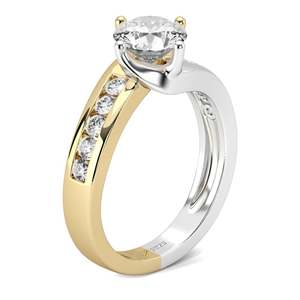 Anillo de Compromiso Jeulia de Plata de Ley Bicolor con Moissanita de Corte Radiante - Product Image 2
