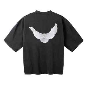 Impression personnalisée Stone Wash Stone Washed T-shirt graphique surdimensionné en coton uni pour hommes - Product Image 6