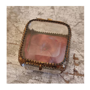 Cajas de joyería de almacenamiento de vidrio biselado con borde de latón con acabado antiguo creativo superior organizador de recuerdo de pendientes de anillo organizado para - Product Image 4