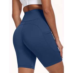Short de yoga d'entraînement sans couture taille haute extensible Fitness course à pied Gym respirant pêche hanche levage Short de sport avec poche pour téléphone - Product Image 3