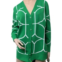 Cardigan en tricot simple pour femme, col en V, boutonné, manches longues, doux et chaud, imprimé numérique, 320g, vêtement d'extérieur décontracté, ODM