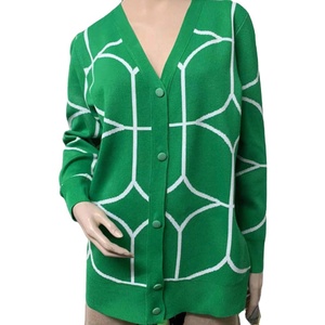 Cárdigan de Punto Sencillo para Mujer, Cuello en V, Botones, Manga Larga, Suave, Cálido, Informal, con Estampado, Ropa de Abrigo - Product Image 1