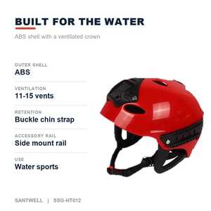 Roter ABS Wassersport-Helm V-Typ Geschlitzter Sicherheitshelm mit Visier 6 oder 12 Aufhängungspunkte für Surfen Kajak - Product Image 2