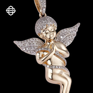 Custom Hiphop Moissanite Iced Out Angel Pendant Necklace for Men Gold Plated Praying Cherub Jewelry Bling Statement Piece - Product Image 4