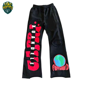 Pantalon de survêtement évasé de haute qualité pour hommes avec impression 3D personnalisée pour pantalons en polaire empilés taille moyenne pour style de rue urbain - Product Image 3