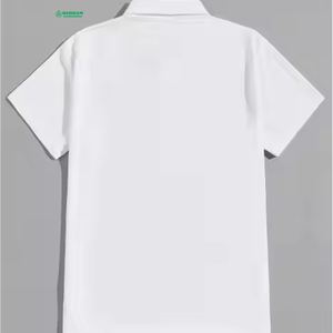 Polo en coton blanc 100 % coton pour homme, motif uni, tissu personnalisé imprimé pour l'été, style décontracté grande taille - Product Image 2