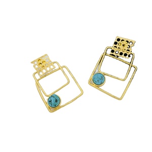 Gold plated Stylish Turquoise Gemstone Earring Big <b>Stud</b> Designer Earring Handmade Design Earrings Turquoise Gemstone - Product Image 2
