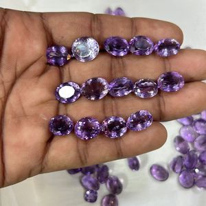 Piedra de corte de piedras preciosas de amatista púrpura natural, piedras preciosas sueltas ovaladas facetadas de grado AAA de amatista Africana genuina, 7mm x 5mm de todos los tamaños - Product Image 2