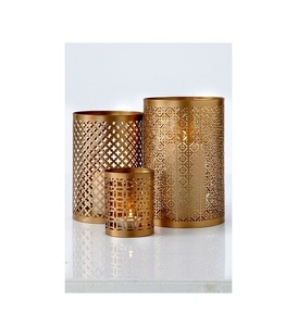 Portavelas de luz de té votiva de metal con acabado de diseñador con toque real perfecto para lujosos espacios de spa y yoga - Product Image 3