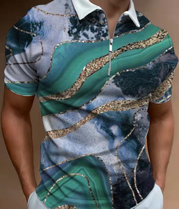 Chemises polo décontractées de haute qualité pour hommes, T-shirts d'été à manches courtes avec fermeture éclair, hauts imprimés à motifs solides pour le golf - Product Image 3