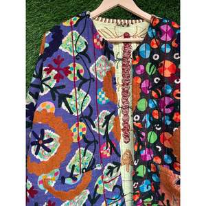 Coton indien Vintage matelassé Kantha veste ouzbek Suzani brodé à la main manteau d'hiver unisexe fête porter veste à la main Gudri - Product Image 3