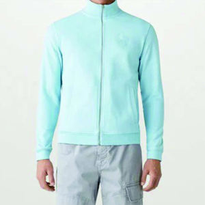 Veste zippée pour homme, bleu ciel, couleur unie, fermeture éclair intégrale, col montant, sweat-shirt léger, streetwear décontracté, coupe ajustée, vêtement d'extérieur - Product Image 4