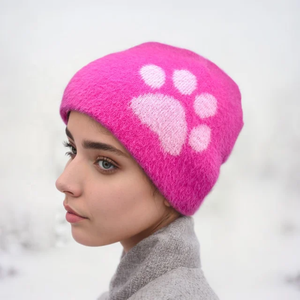 Bonnet court unisexe en tricot jacquard Mohair bonnet d'hiver casquette tête de mort étui de voyage chapeaux motif patte à pois Logo personnalisé Flex Beach Business - Product Image 4