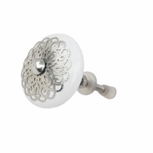 Tiradores de cerámica de flor de filigrana plateada de lujo marroquí CK 558, tiradores de manija de armario de cajón Industrial para dormitorio, tocador, cocina - Product Image 2