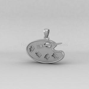 High Quality 925 Sterling Silver 14K Gold Painter Palette Blank Bezel Setting 17x33mm Customizable Charm Pendant <b>Ashes</b> Jewelry - Product Image 5