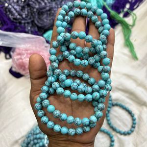 สร้อยข้อมือเพื่อสุขภาพคริสตัลควอทซ์สีเขียวเทอร์ควอยซ์ธรรมชาติป้องกันพลังงานในเชิงบวกกำไลข้อมือเพื่อลดความวิตกกังวล - Product Image 6