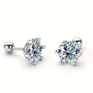 NOVAMART Fine GRA Certified D VVS1 Moissanite Stud <b>Earrings</b> <b>for</b> <b>Men</b> 0.3-1 Ct Round Radiant Sterling <b>Silver</b> Screw Back Wholesale - Product Image 6