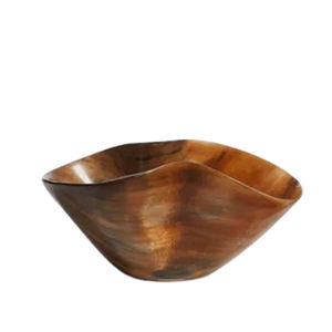 ชามเซรามิกรูปแตรทำจากวัสดุรูปทรงไม่สม่ำเสมอเสิร์ฟอาหารผลไม้ชามสีน้ำตาล - Product Image 1