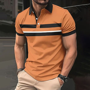 Calidad 220 gramos poliéster/algodón liso teñido hombres Polo ligero transpirable de talla grande sólido Logo patrón Ringer camiseta - Product Image 1