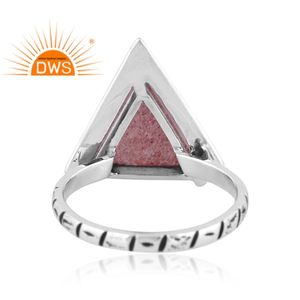 แหวนสเตอริกออกซิไดซ์สเตอร์ลิงสโตนพลอยควอตซ์ทรงสามเหลี่ยมดีไซน์แบบวางซ้อนกันได้ - Product Image 4