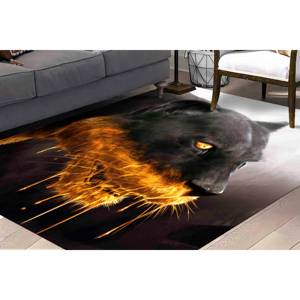 Alfombra con Estampado de Pantera Negra y Dorada - Antideslizante, Suave, Decoración de Oficina, con Pelo Suave - Product Image 4