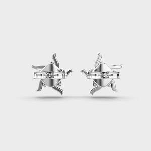 IGI Certified Lab Grown Diamond Twisted Floral Swirl Stud <b>Earrings</b> <b>Solid</b> 925 Sterling <b>Silver</b> Designer Cluster <b>Earrings</b> - Product Image 4