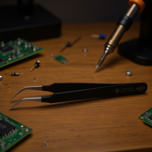 Knipex Precision Tweezers with ESD <b>Sickle</b>-Shaped Tips Smooth Gripping Surfaces - Product Image 3