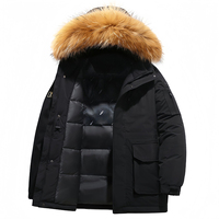 Manteau long en cuir véritable pour hommes, veste d'hiver imperméable pour temps froid, vêtements d'extérieur bouffants de luxe coupe-vent