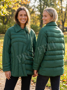 Veste matelassée style irrégulier personnalisée, couleur unie, rembourrage en duvet de canard, manteau d'hiver, bouton-pression, respirante, veste matelassée - Product Image 3