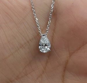 D E F Color pera corte laboratorio cultivado diamante colgante hermoso 925 plata esterlina colgante VS + claridad joyería personalizada regalo para ella - Product Image 2