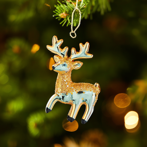 Hand Blown Glass Reindeer Ornament-Gold Gilded Stag Figurine Openable 100mm <b>Mini</b> Hanging <b>Tree</b> Decor - Product Image 3