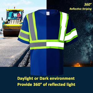 100% poliéster personalizado de alta visibilidad reflectante seguridad camiseta construcción Hi Vis trabajo seguridad camisas para hombres - Product Image 4