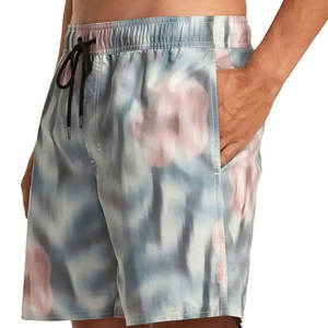 OEM Custom Men Swim Shorts <b>Abstract</b> Floral Sage Green Pink Beachwear Quick Dry Board Shorts Mesh Lining Front Factory Wholesale - Product Image 4